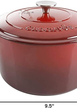 Crock-Pot Crock Pot Artisan 5 Quart Enameled Cast Iron Round Dutch Oven, Red