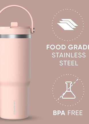 Hydrapeak Nomad 32 oz Tumbler with Handle and Straw Lid, Leakproof, Double Insulated, 32oz Cup Stainless Steel (Peony)