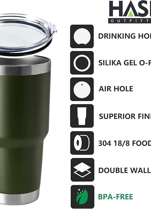 HASLE OUTFITTERS 30oz Stainless Steel Tumbler, Double Wall Vacuum Insulated Travel Mug Tumbler, Durable Insulated Coffee Mug, Gift Box Set (Amey Green, 12)