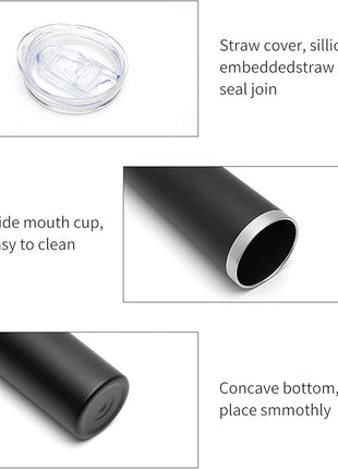 HASLE OUTFITTERS 20 oz Skinny Tumbler, Stainless Steel Insulated Slim Tumbler with Lid, Reusable Double Wall Travel Coffee Mug, Durable Powder Coated Travel Water Cup(Black, 1)