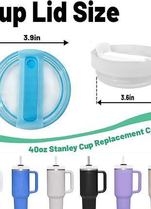 40 OZ Tumbler Lid Replacement Fit for Stanley Cup, 2 Pack Clear Replacement Lids Fit for Stanley Travel Tumbler, Spill Proof Tumbler Covers for Stanley Cup Accessories (Blue)