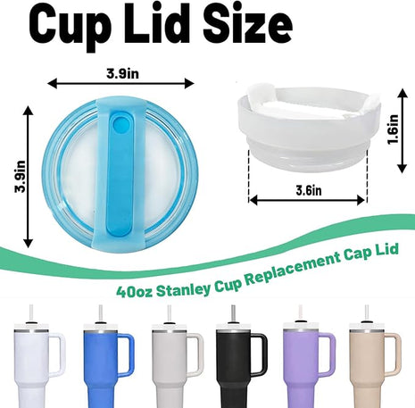 40 OZ Tumbler Lid Replacement Fit for Stanley Cup, 2 Pack Clear Replacement Lids Fit for Stanley Travel Tumbler, Spill Proof Tumbler Covers for Stanley Cup Accessories (Blue)