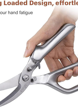 LIVINGO Kitchen Scissors - Heavy Duty Poultry Shears Sharp Cutting Food Chicken Bone Meat Vegetable for Cooking, Multipurpose Stainless Steel Utility Scissors, Safety Lock