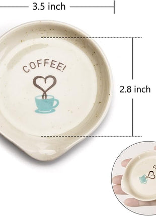 FANGSUN Coffee Spoon Rest, Mini Spoon Holder for Countertop Decor, Farmhouse Ceramic 3.5-Inch Small Teaspoon Rest for Coffee Bar Accessories, White