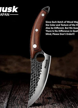 Smith Chu Forged Viking Knives - Husk Chef and Butcher Knife Set, Fishing Filet & Bait Knife, Japanese Boning Knife, Meat Cleaver for Kitchen or Camping - Gift for Dad