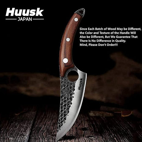 Smith Chu Forged Viking Knives - Husk Chef and Butcher Knife Set, Fishing Filet & Bait Knife, Japanese Boning Knife, Meat Cleaver for Kitchen or Camping - Gift for Dad