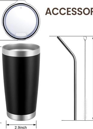 MEWAY 20oz Tumbler Cup Double Wall Vacuum Insulated Travel Mug Bulk, Stainless Steel Tumblers with Lid and Straw, Durable Powder Coated Coffee Cups for Cold & Hot Drinks (Silver, 1)