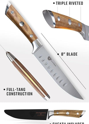 Dalstrong Steak Knife Set-4pc 5" Straight Blade Edge-Gladiator Series-Forged German High-Carbon Steel-w/Sheaths-Olive ABS Handle-Dinner Set Kitchen Knives