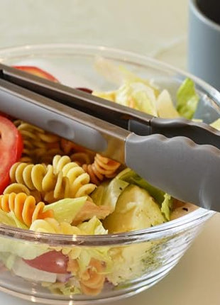 Locking Kitchen Tongs with Silicon Tips 9-Inch Stainless Steel Grilling Tongs, Set of 3 (Gray)