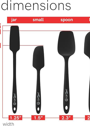 UpGood Silicone Spatula Set 600°F - High Heat Resistant Nonstick, Small and Large Kitchen Spatulas - Flexible BPA Free Professional Grade Cookware - Utensils for Cooking, Baking, Mixing(4 Pcs, Black)
