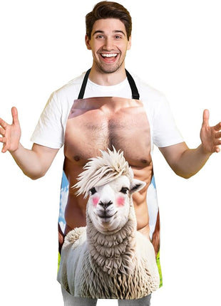 Funny Men Cooking Grilling Aprons Belly BBQ Funny Gag Gifts for Christmas, White Elephant Gift Exchange (Goat, One Size)