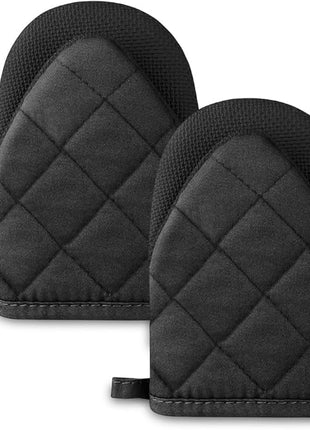 AUAUY Mini Oven Mitts, 2 Count Small Oven Mitt 220℃/428°F Heat Resistant with Non-Slip Surface and Hanging Loop Mits, Kitchen Mittens Oven Mitts, Kitchen Gloves for Oven, Baking and Grilling