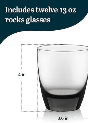 Libbey Classic Smoke Rocks Glasses, 13-ounce, Set of 12