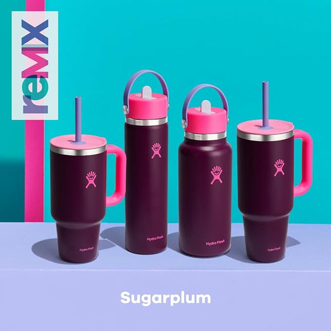 Hydro Flask 40 Oz Travel Tumbler with Handle, Lid and Straw - Insulated Stainless Steel in 40 Oz Sugarplum