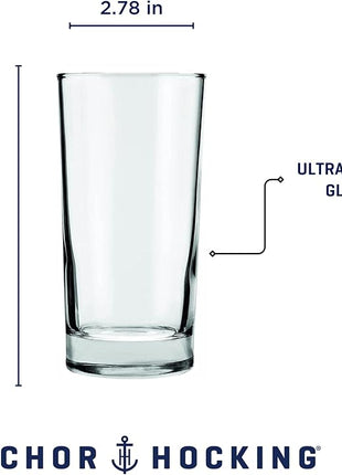 Anchor Hocking Heavy Base Drinking Glasses Set, 12 oz Tumbler Glasses, Set of 12