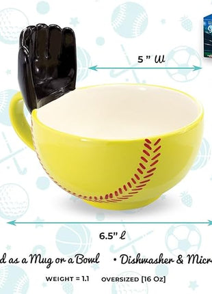 MAX'IS Creations The Softball Mug with a Glove, Softball Gifts for Girls 8-12 12-14 Coach Gifts Mom Gift Kids Christmas Gift Stuff, Novelty Ceramic Big Funny Coffee Mug 16oz