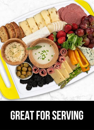 GORILLA GRIP BPA-Free Reversible Kitchen Cutting Board Set of 3, US Designed, Nonporous, Juice Grooves Catch Liquid, Slip Resistant Border, Dishwasher Safe, Durable Large Food Chopping Boards, Yellow