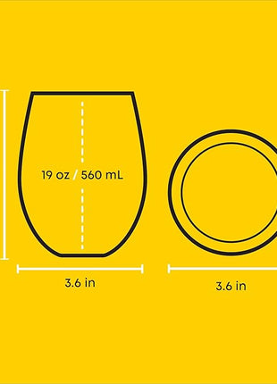 JoyJolt Harry Potter Hogwarts Heritage Stemless Drinking Glasses, 19oz Glass Tumblers, Teardrop Glass Drinking Glasses Set of 4, Hogwarts Cup, Harry Potter Gifts for Adults