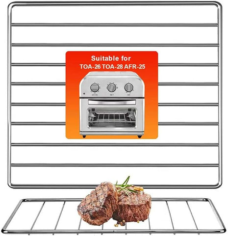 Air Fryer Rack for Cuisinart TOA-28 AFR-25 Air Fryer Convection Toaster Oven, 11.2''*10'' Air Fryer Stainless Steel Wire Rack Basket Tray Accessories Parts, Dishwasher Safes