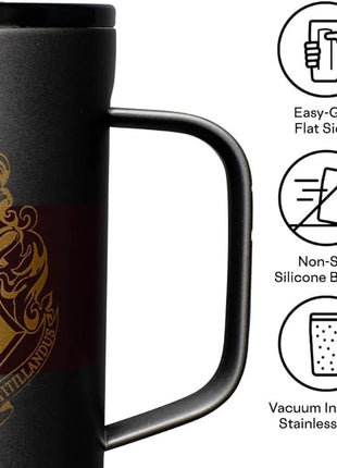Corkcicle Harry Potter Coffee Mug - Stainless Steel Insulated Cup With Lid For Tea & Coffee - Non-Slip Silicone Base - Durable Travel Mug - Dishwasher Safe - BPA Free - 16 oz - Hogwarts Crest