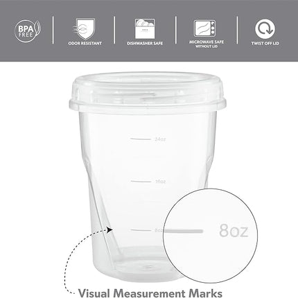 (32 Ounce 10 Pack) Clear Twist cap Containers With Screw on Lids Twist Top Food Storage Freezer Containers