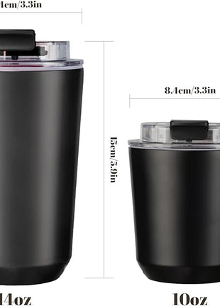 Puraville 2 Pack Insulated Tumblers with Lid, 14 oz Travel Coffee Mug Stainless Steel Vacuum Cup, Leak Proof Double Walled Coffee Tumbler for Iced and Hot Drinks, Black and Cream