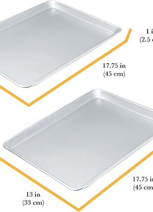 Chicago Metallic Commercial II Traditional Uncoated 16-3/4 by 12-Inch Jelly-Roll Pan, Perfect for making jelly rolls, cookies, pastries, pizza, one-pan meals, and more, Set of 2