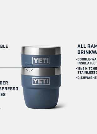 YETI Rambler 4 oz Stackable Cup, Stainless Steel, Vacuum Insulated Espresso/Coffee Cup, 2 Pack