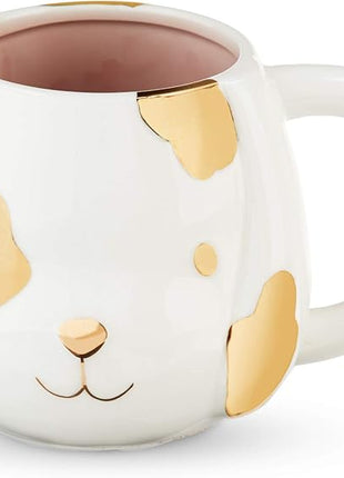 Pinky Up Penny Dog Mug, Ceramic Tea Mug, Tea Tumbler Cup, Dog Lover Gifts, Puppy Inspired Tea Cup, Gold Accents, 16oz