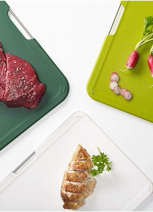 Joseph Joseph Nest 3 Piece Color Coded Cutting Board Set With Storage Stand, Large - Green