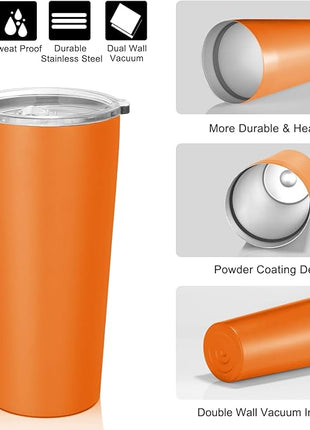 VEGOND 20oz Tumbler Stainless Steel Tumbler with Lid And Straw Vacuum Insulated Double Wall Travel Coffee Mug(orange package 6)