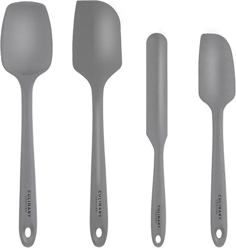4-Piece Grey Baking Spatula Set - Holiday Baking Essentials, Rubber Spatulas Silicone Heat Resistant, BPA-Free - Spatula Set for Nonstick Cookware - Silicone Baking Utensils