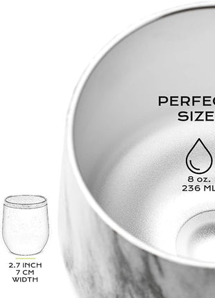 BALIBETOV 5 pcs large Yerba Mate Cup and Bombilla Kit, Includes one 8 oz Yerba Mate Gourd with Lid, Two Bombillas Mate Straw and one cleaning brush (Marble, 8.00)