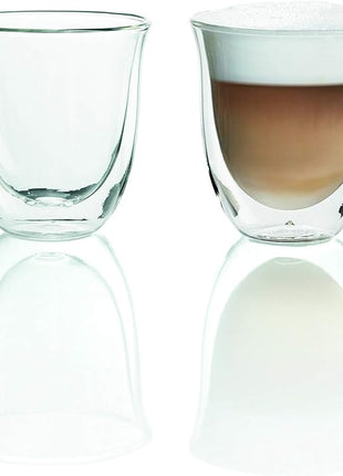 DeLonghi Thermal Espresso Glasses (Set of 2) and Cappuccino Glasses (Set of 2) Bundle