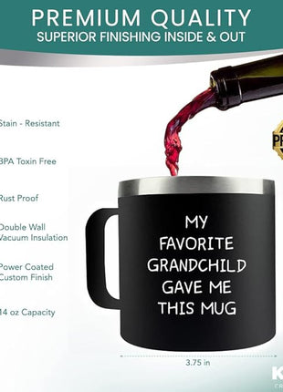 Christmas Gift for My Grandpa - My Favorite Grandchild Gave Me This Mug Tumbler - Grandfather Gift from Grandkids Granddaughter Grandson Best Father's Day Gifts, Birthday or Retirement Cup for Him