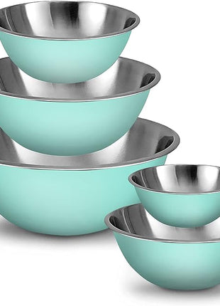 WHYSKO Meal Prep Stainless Steel Mixing Bowls Set, Home, Refrigerator, and Kitchen Food Storage Organizers | Ecofriendly, Reusable, Heavy Duty (Blue)