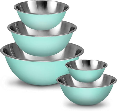 WHYSKO Meal Prep Stainless Steel Mixing Bowls Set, Home, Refrigerator, and Kitchen Food Storage Organizers | Ecofriendly, Reusable, Heavy Duty (Blue)