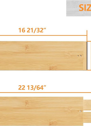 BAMEOS 4" High Drawer Dividers Bamboo Separators Organization Expandable Organizers for Kitchen Bedroom Bathroom Dresser Office 4-pack