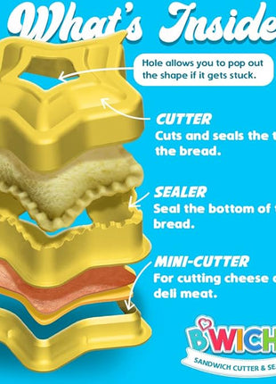 Sandwich Cutter and Sealer (Star) - Crustless Sandwich Maker - Great for Lunchbox and Bento Box - Boys and Girls Kids Lunch - Sandwich Cutters for Kids