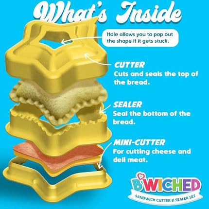 Sandwich Cutter and Sealer (Star) - Crustless Sandwich Maker - Great for Lunchbox and Bento Box - Boys and Girls Kids Lunch - Sandwich Cutters for Kids