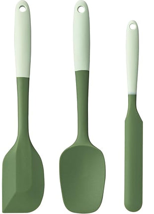 Silicone Spatula Set, 5 Piece Food Grade Rubber Spatulas for Baking, Cooking, and Mixing High Heat Resistant Non Stick Dishwasher Safe BPA-Free (Two colors - Green)