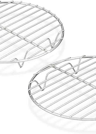 TeamFar Round Cooling Rack Set of 2, 7½ Inch Round Baking Steaming Roasting Rack Set Stainless Steel, Healthy & Dishwasher Safe, Mirror Finish & Rust Free