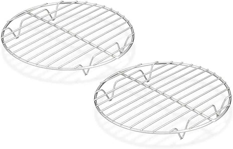 TeamFar Round Cooling Rack Set of 2, 7½ Inch Round Baking Steaming Roasting Rack Set Stainless Steel, Healthy & Dishwasher Safe, Mirror Finish & Rust Free
