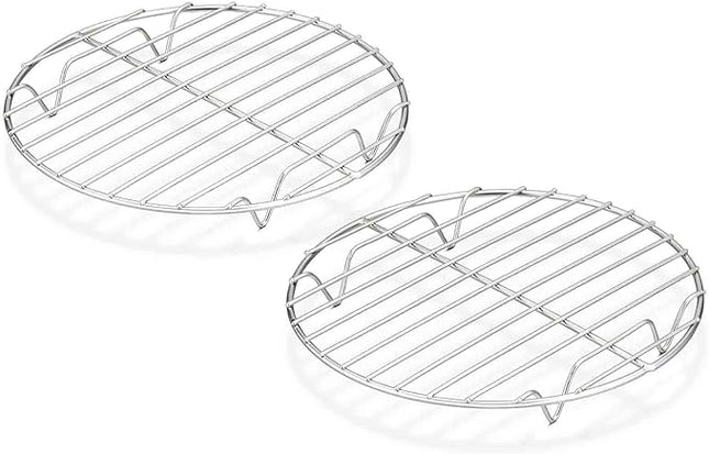 TeamFar Round Cooling Rack Set of 2, 7½ Inch Round Baking Steaming Roasting Rack Set Stainless Steel, Healthy & Dishwasher Safe, Mirror Finish & Rust Free