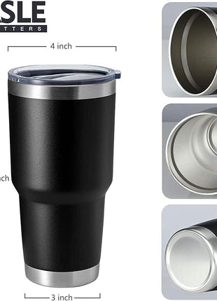 HASLE OUTFITTERS 30oz Stainless Steel Tumbler, Double Wall Vacuum Insulated Travel Mug Tumbler, Durable Insulated Coffee Mug, Gift Box Set (Black, 12)