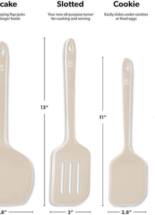 New DI ORO Silicone Turner Spatula Set - Kitchen Spatulas for Nonstick Cookware - Cooking Utensils for Flipping Eggs & Pancakes - 600°F Heat-Resistant BPA Free Turners - Dishwasher Safe (4pc, Clay)
