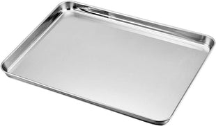 TeamFar Baking Sheet with Rack Set, Stainless Steel Baking Pan Tray Cookie Sheet with Cooling Rack, Non Toxic & Healthy, Easy Clean & Dishwasher Safe