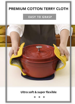 Joyhalo 4 Pack Pot Holders for Kitchen,Cotton Oven Holder with Great Heat Resistance,Non Slip Hot Pads for Kitchen Clearance,Yellow