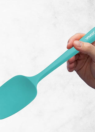 Silicone Spatula Set, High Heat Resistan Rubber Spoon Spatula, Non-Stick Spoonula with Seamless One Piece Design, Flexible Scrapers Baking Mixing Tool, 3 Pack, teal