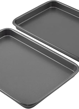 GoodCook Everyday Set of 2 Nonstick Steel 9" x 6.2" Toaster Oven Mini Baking Sheets, Gray